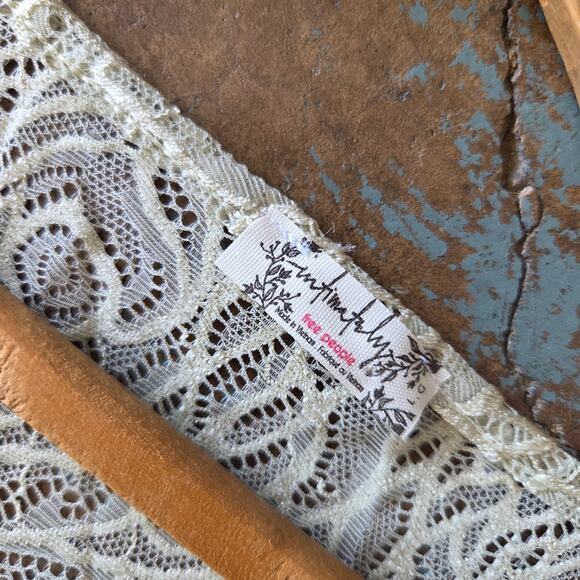 Free People Intimately In My Head Lace Bodysuit Size L Fern Moss Green Sheer - Picture 8 of 11